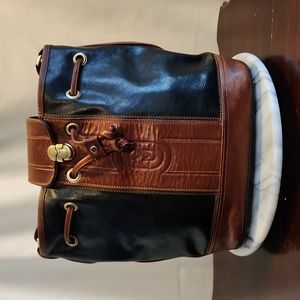 Marino Orlandi Vtg Black and Brown Bucket Bag